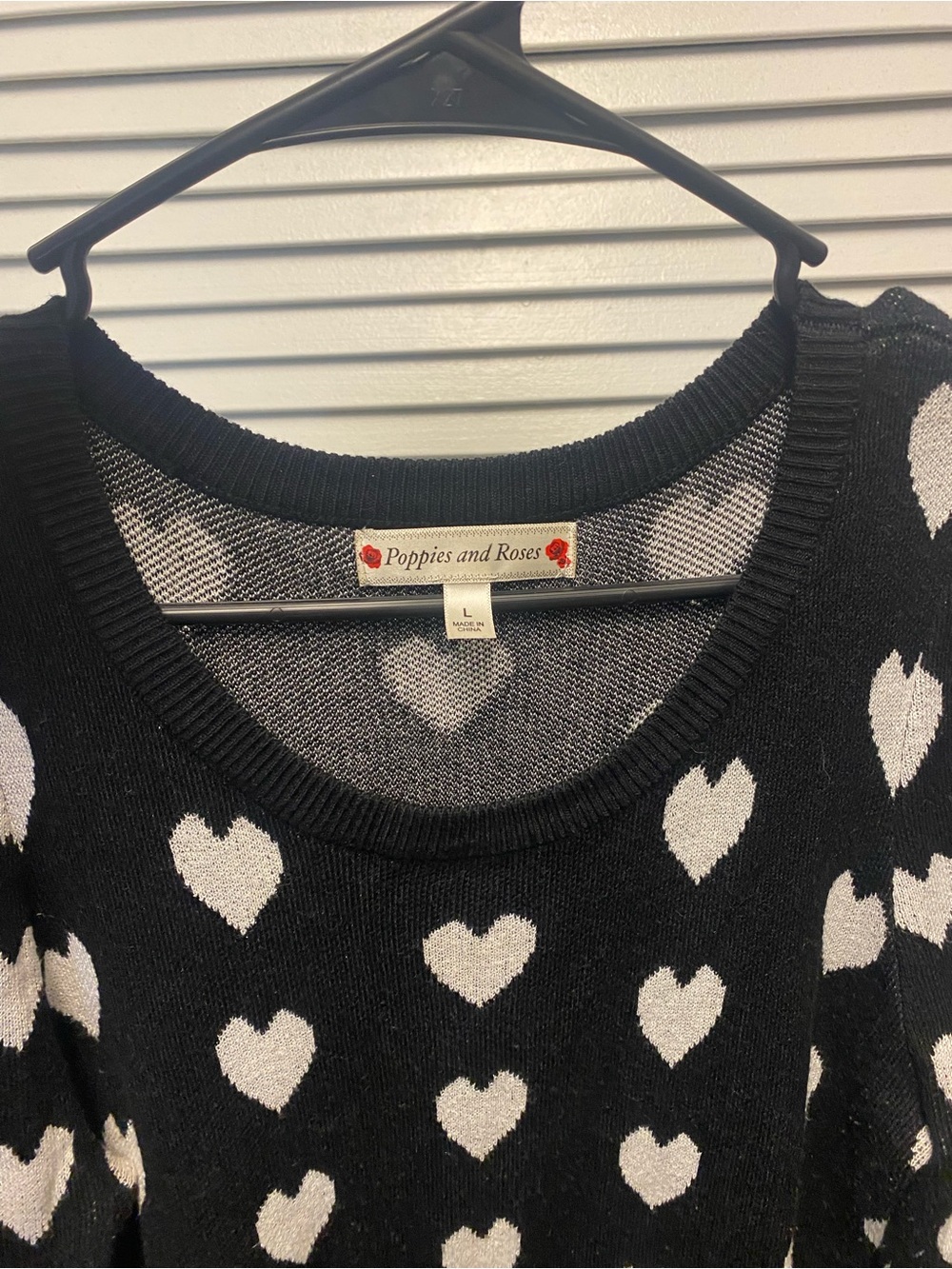 Poppies and Roses Black Midi Dress with Cream Heart Print